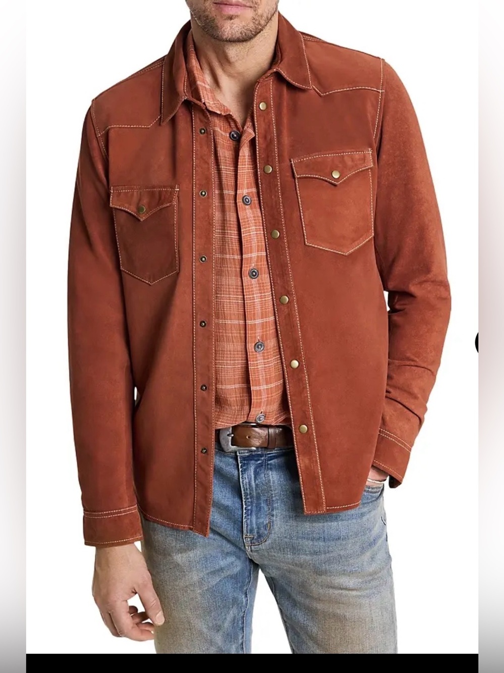 $798 NWT Brand New John Varvatos Mason Suede Leather Shirt Jacket EU54